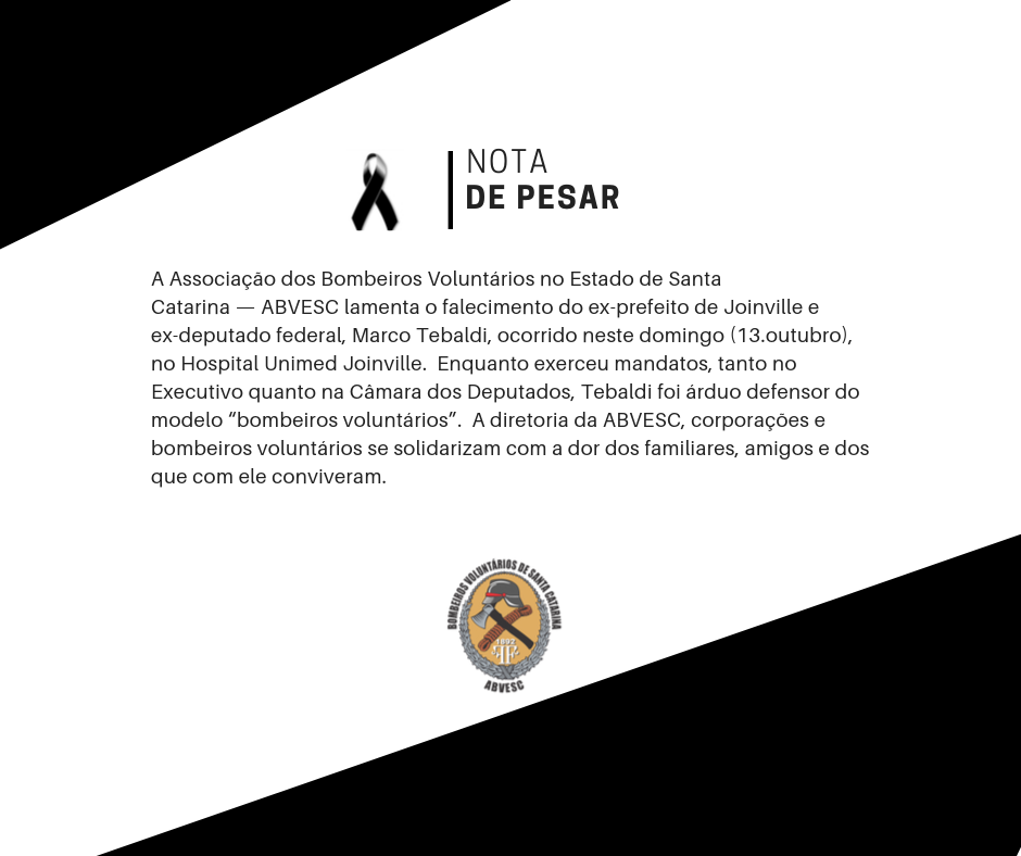 Nota de pesar  ABVESC lamenta o falecimento do ex-deputado federal Marco Tebaldi 0