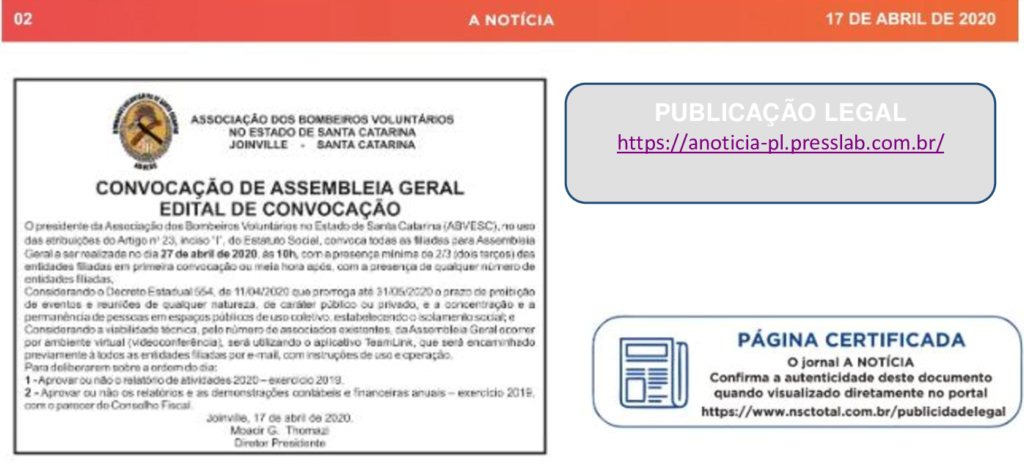 ABVESC fará assembleia geral por vídeo conferência 0